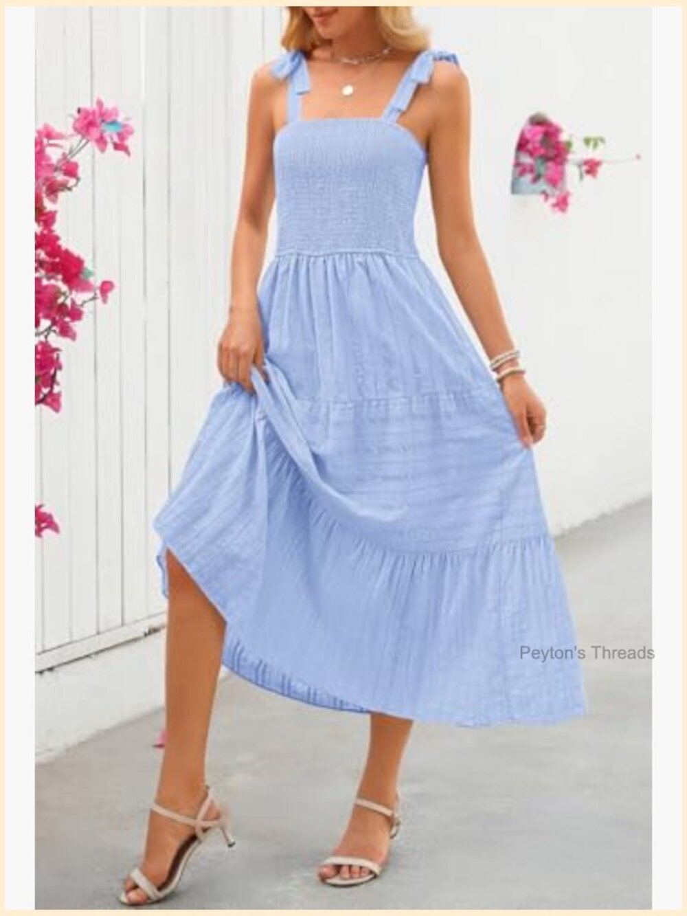 Sleeveless Smocked A-Line Maxi Sundress with Pockets - Picture 4 of 7